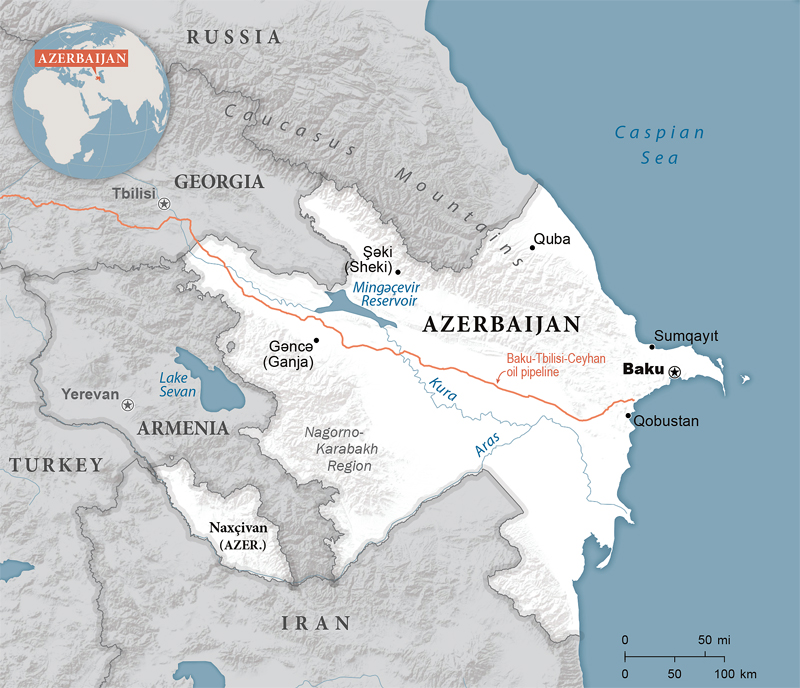 Azerbaijan Map adapted from state.gov image