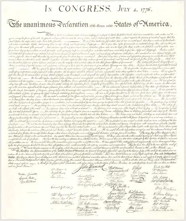 Declaration of Independence Stone Engraving, adapted from image at archives.org