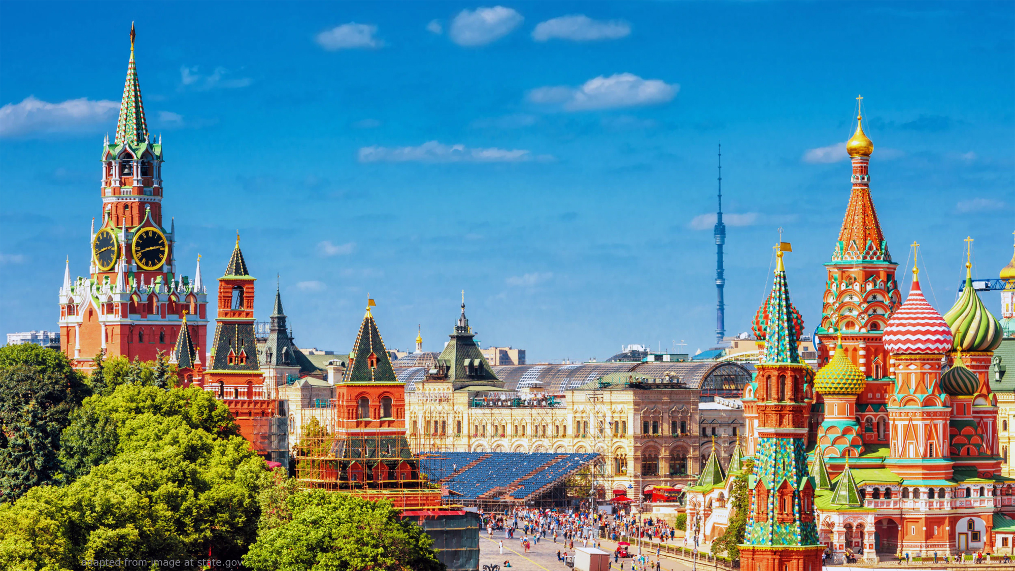 Kremlin and Red Square on Sunny Day adapted from state.gov image