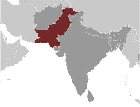 Pakistan Map and Location in Region, adapted from image at cia.gov
