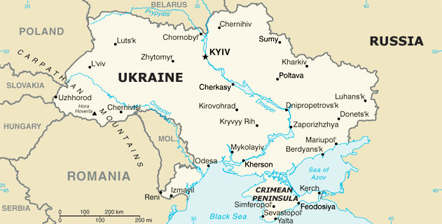 Map of Ukraine and Environs Including Crimea